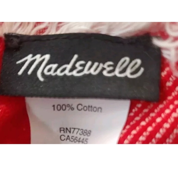 Madewell Fringed Pom Poms Sarong Scarf Beach Festival Blanket Coral Red New - Picture 6 of 8
